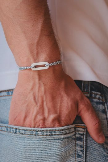 Bracelet - Le maillon marinière - Acétate blanc