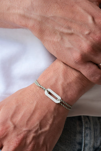 Bracelet - Le maillon marinière - Acétate blanc