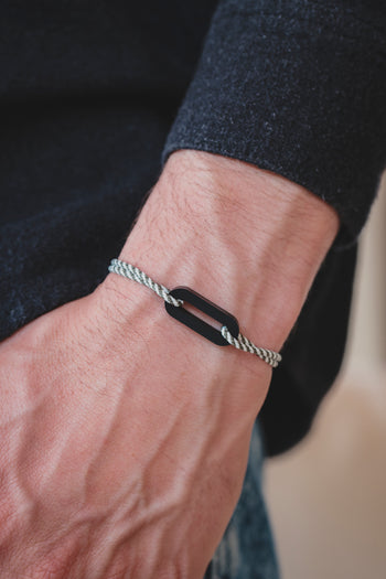 Bracelet - Le maillon marinière - Acétate noir