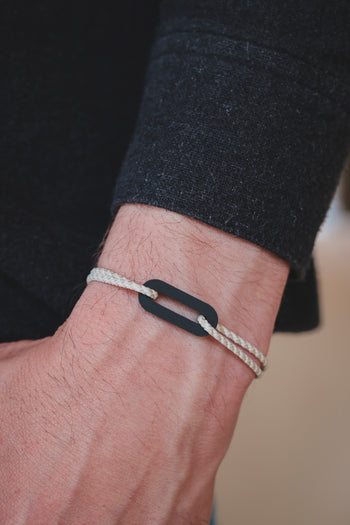 Bracelet - Le maillon marinière - Acétate noir