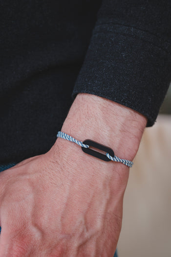 Bracelet - Le maillon marinière - Acétate noir